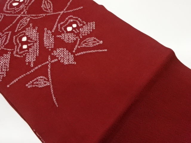 絞り抽象花葉模様名古屋帯